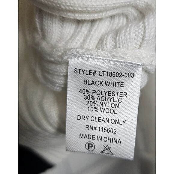 NWT Lush Twist Front Colorblock Sweater Sm Black White Wool Cropped Contemporary - Picture 6 of 7